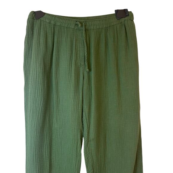 Honorine Harper Pant in Army Green Cotton Gauze with Drawstring Cropped sz M EUC - Picture 2 of 6